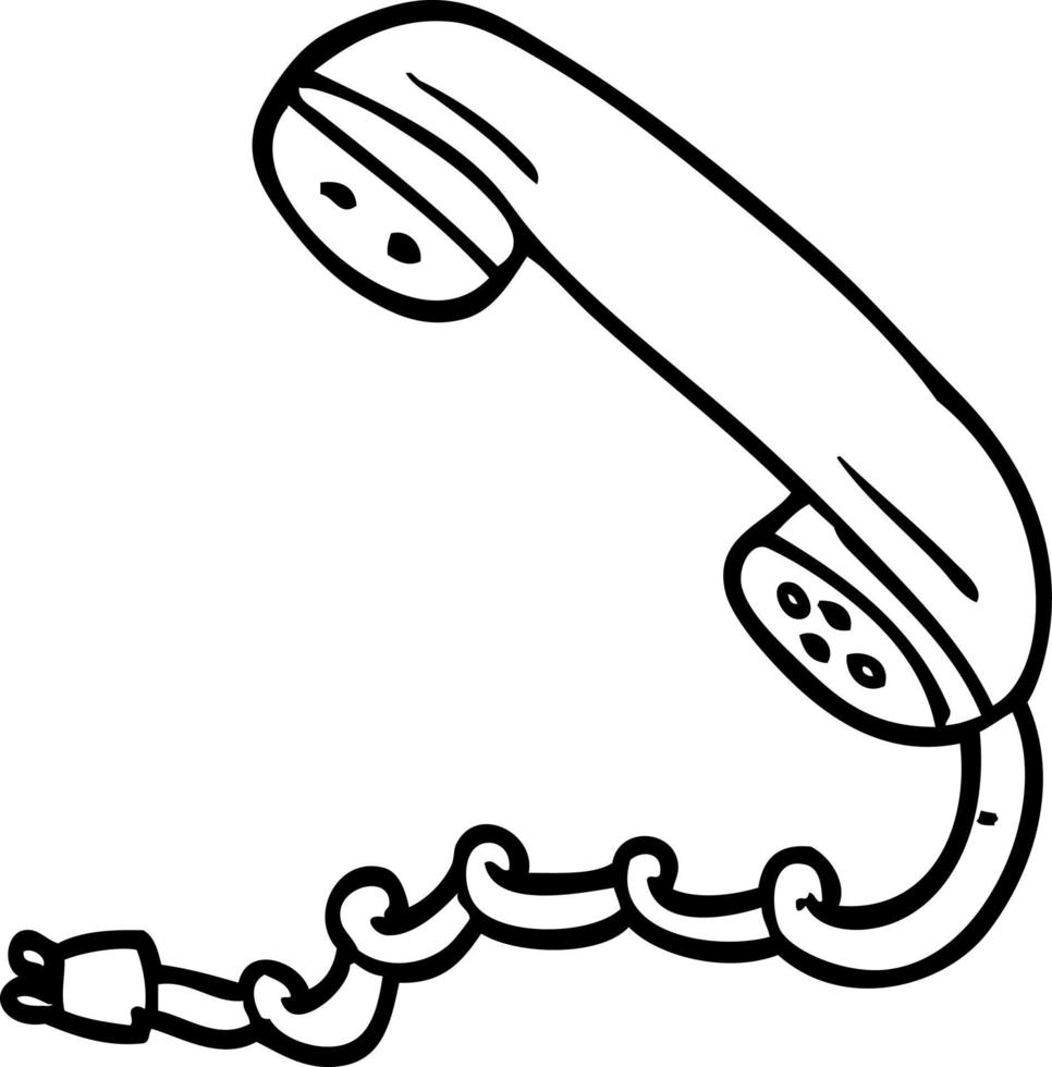 line drawing cartoon phone handset vector