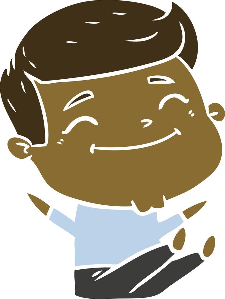 happy flat color style cartoon man vector