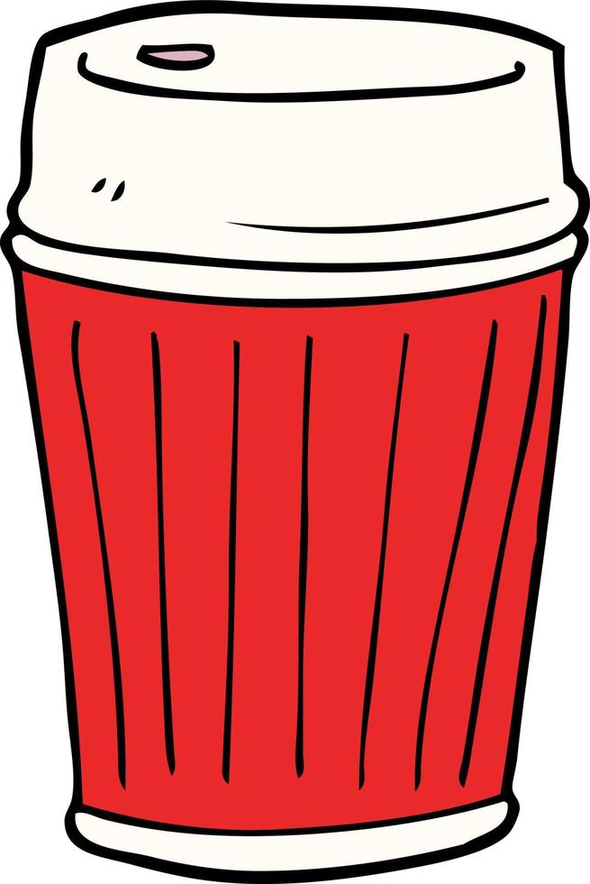 cartoon doodle take out coffee vector