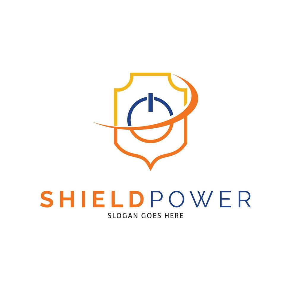 Swoosh Shield Power Icon Vector Logo Template Illustration Design