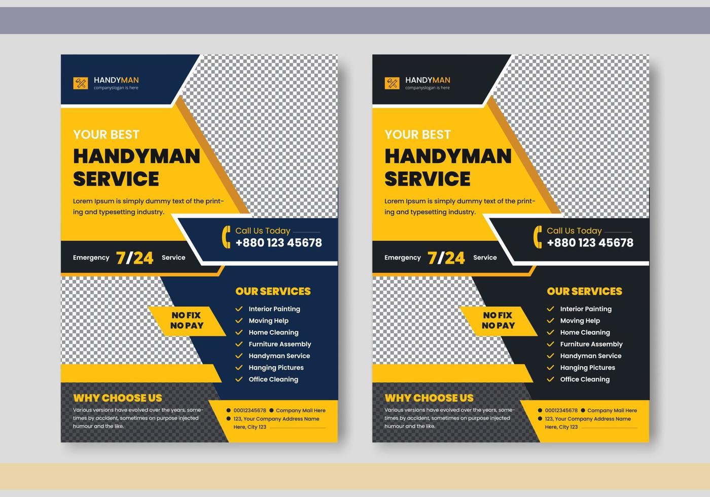 Handyman Flyer, Home Repair Flyer, Plumber Flyer, vector