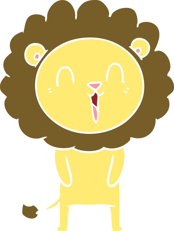 laughing lion flat color style cartoon vector