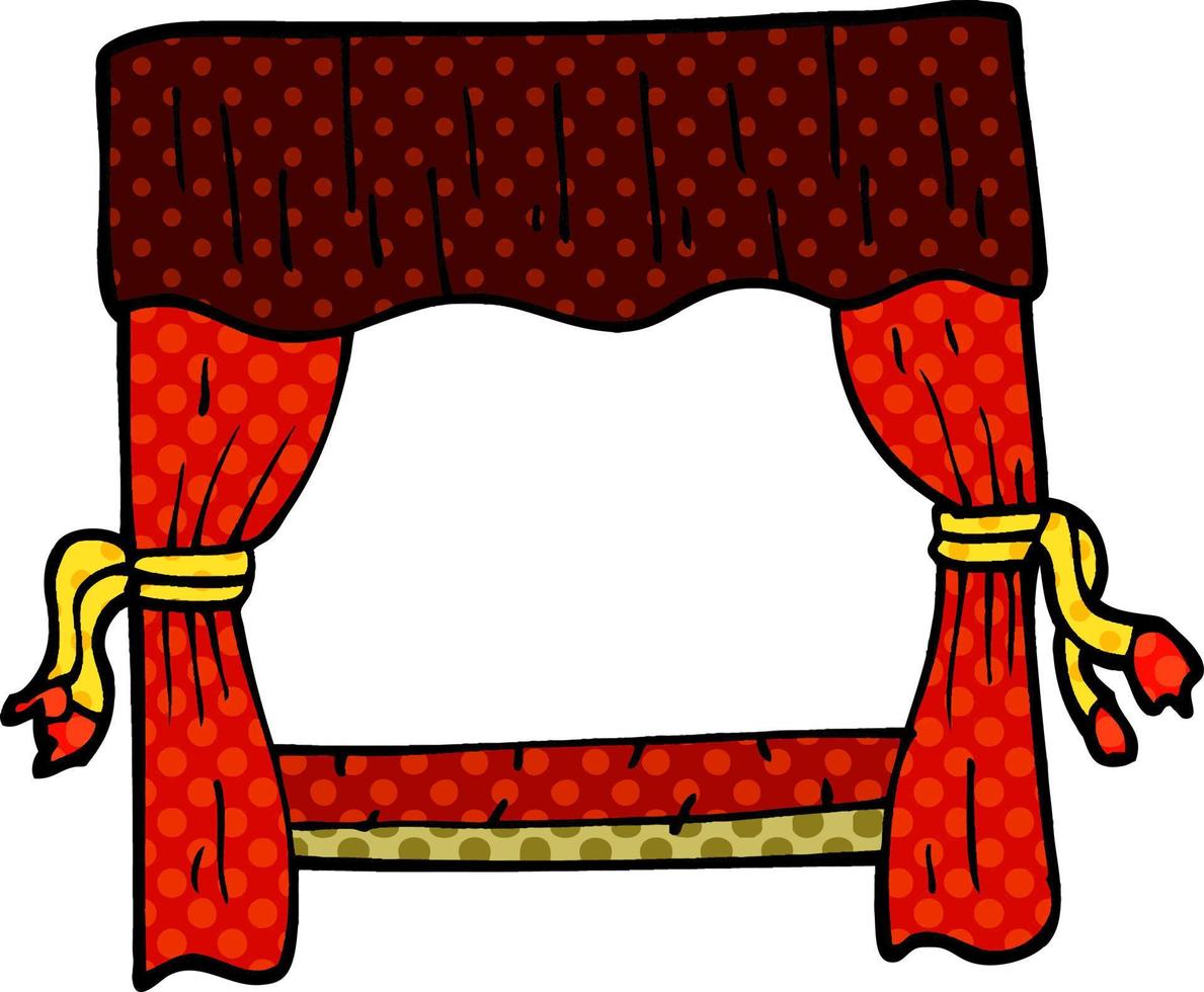 cartoon doodle stage curtains vector