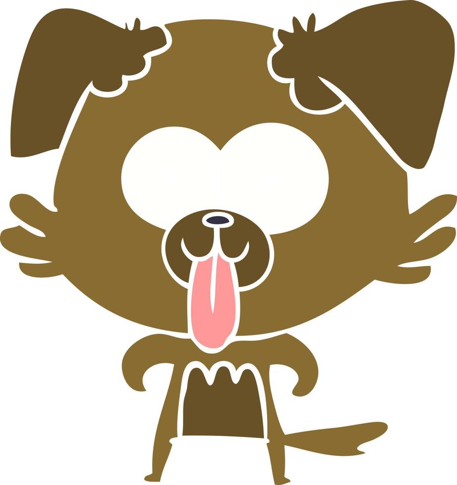 flat color style cartoon dog with tongue sticking out vector