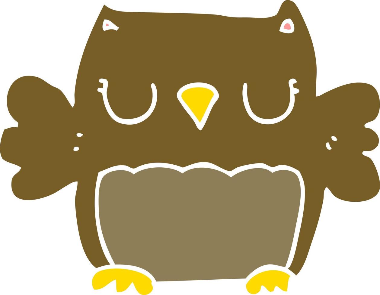 cute flat color style cartoon owl vector