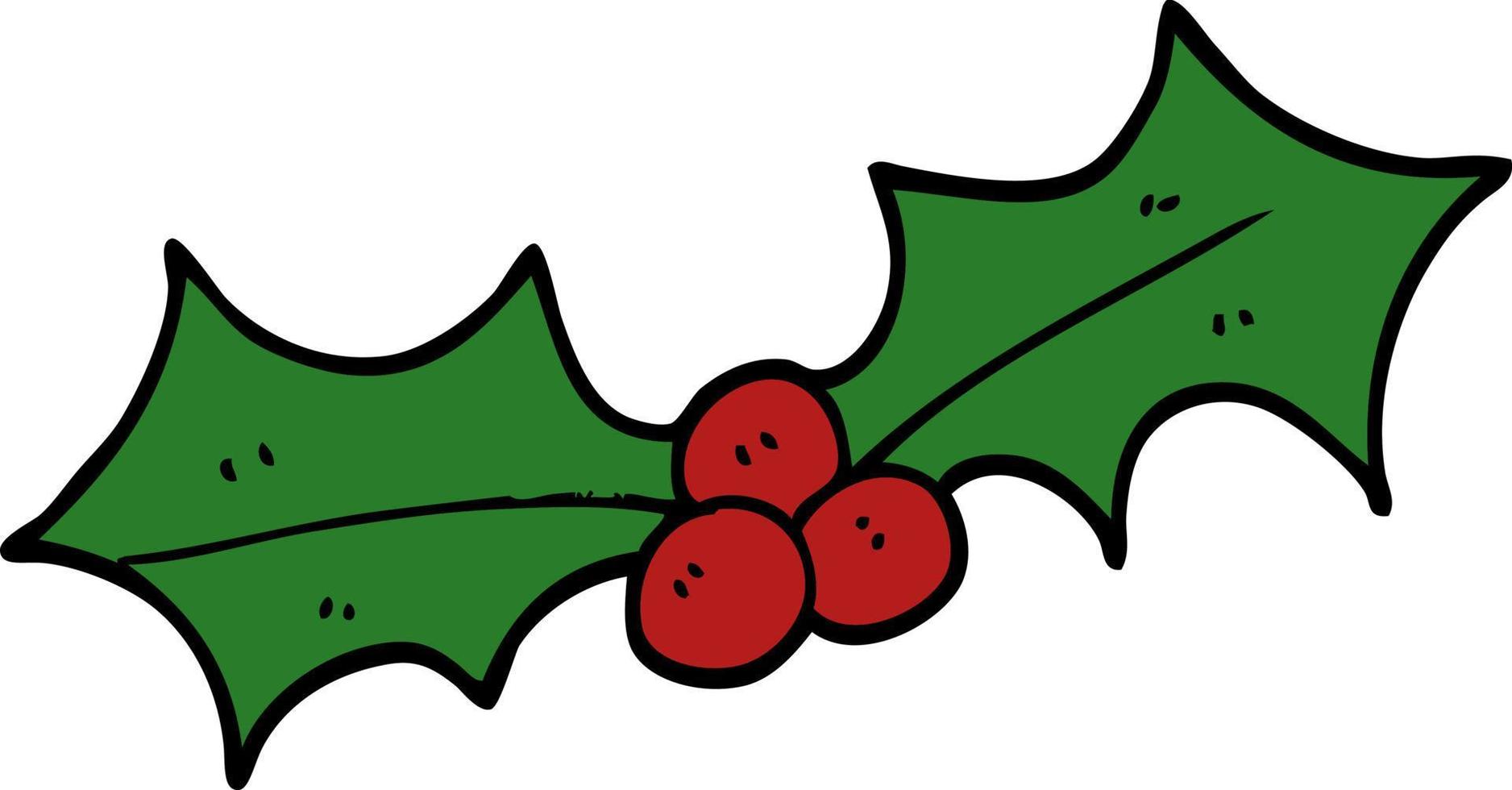 cartoon doodle xmas holly vector