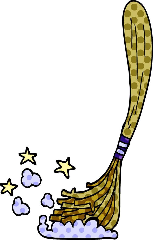 cartoon doodle magic broom vector