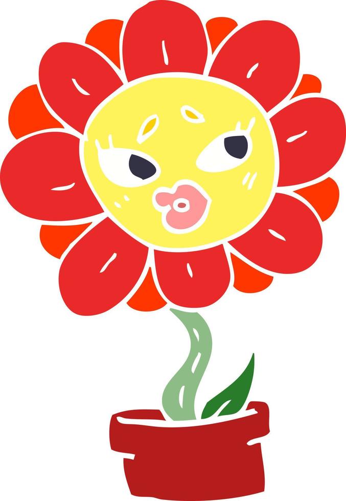 cartoon doodle flower pot vector