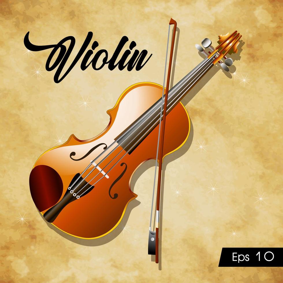 ilustración de violín acústico sobre fondo vintage vector