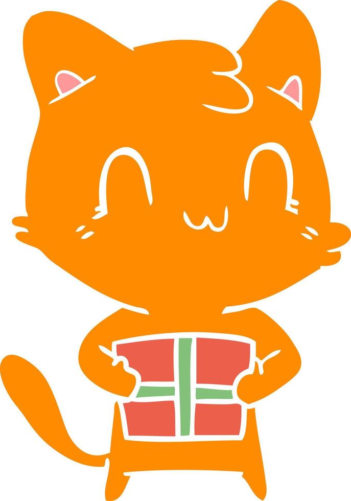 gato feliz de dibujos animados de estilo de color plano vector