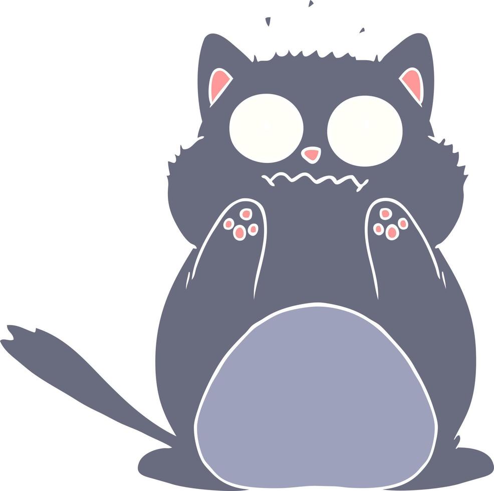 flat color style cartoon worried cat vector