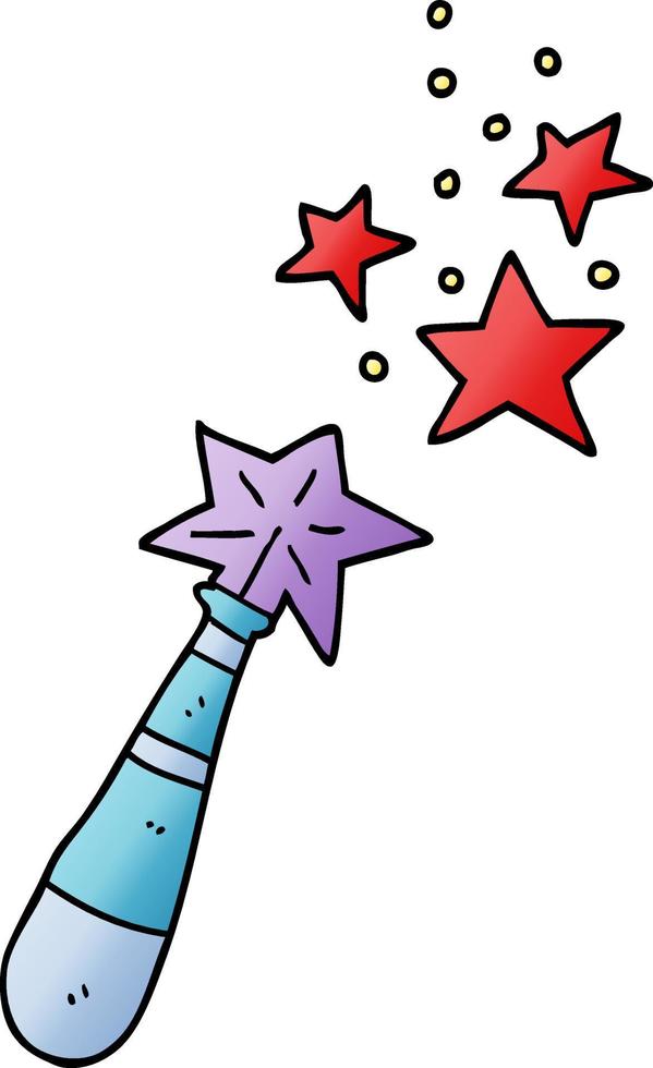 cartoon doodle magic wand vector