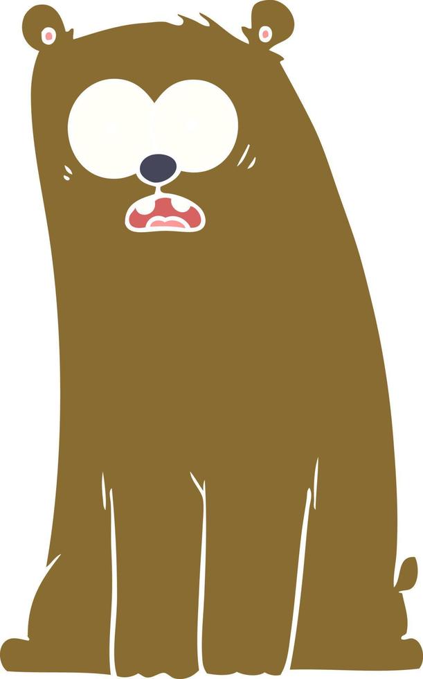 flat color style cartoon surprised bear vector