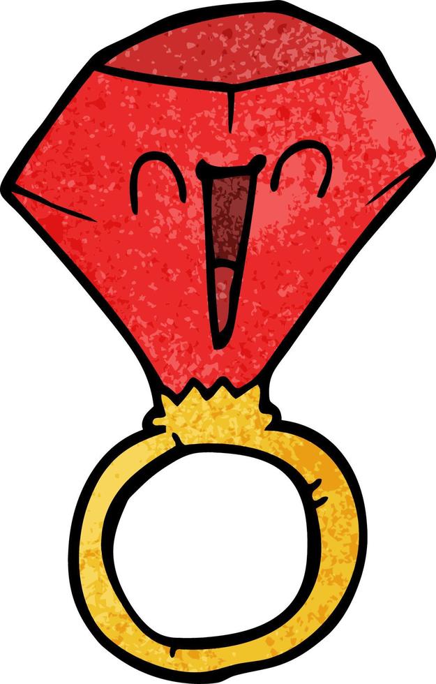 cartoon doodle red ruby ring vector