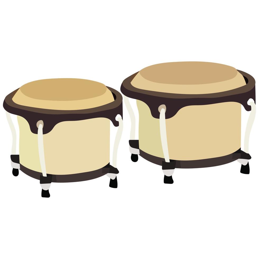 Instrumentos musicales de percusión de tambores bongo, aislados en fondo blanco. vector