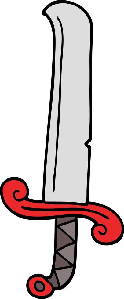 cartoon doodle long sword vector