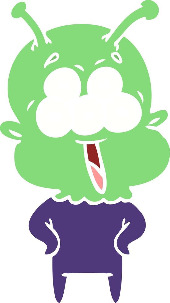 happy flat color style cartoon alien vector
