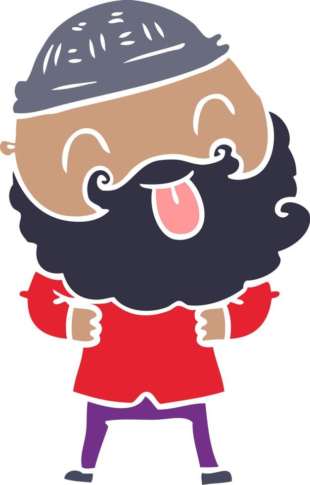 man with beard sticking out tongue vector