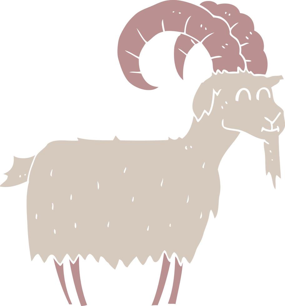 flat color illustration of a cartoon goat vector