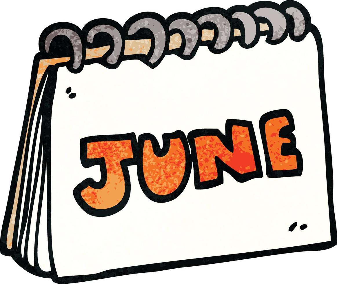 cartoon doodle calendar showing month of june vector