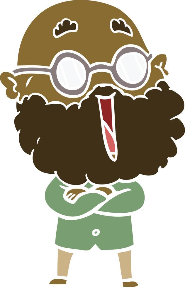 flat color style cartoon joyful man with beard vector