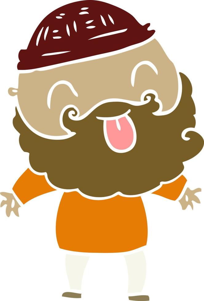 man with beard sticking out tongue vector