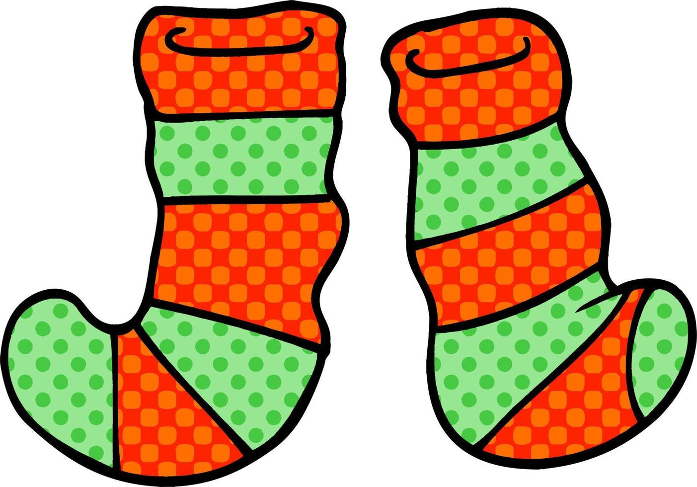 cartoon doodle striped socks vector