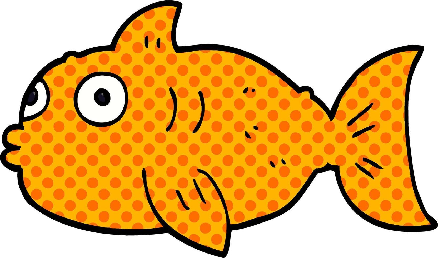 cartoon doodle surprised fish vector