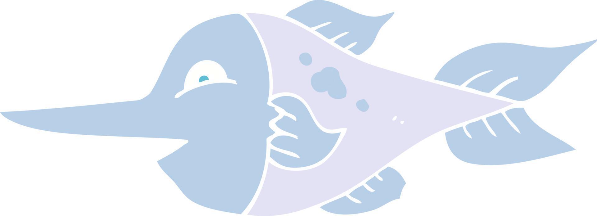 flat color illustration of a cartoon swordfish vector