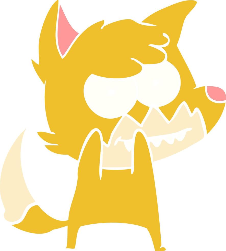 flat color style cartoon grinning fox vector