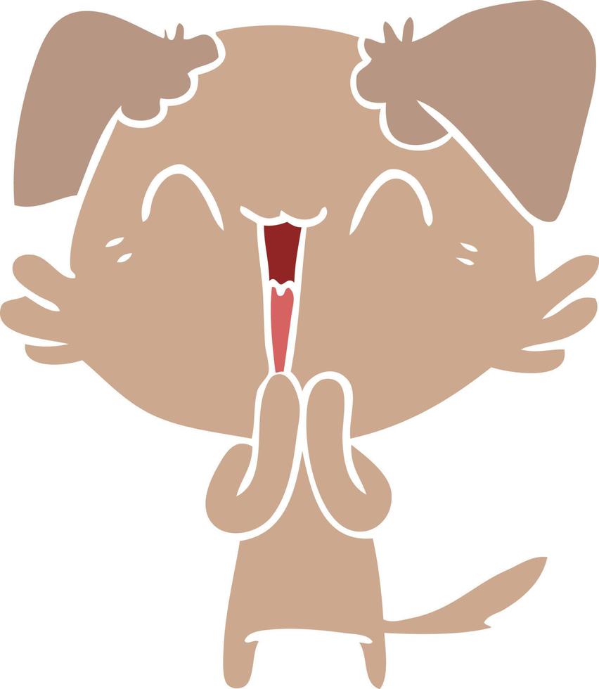 laughing little dog flat color style cartoon vector
