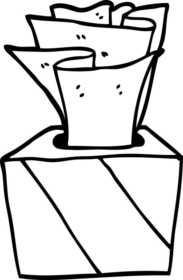 line drawing cartoon box of tissues vector