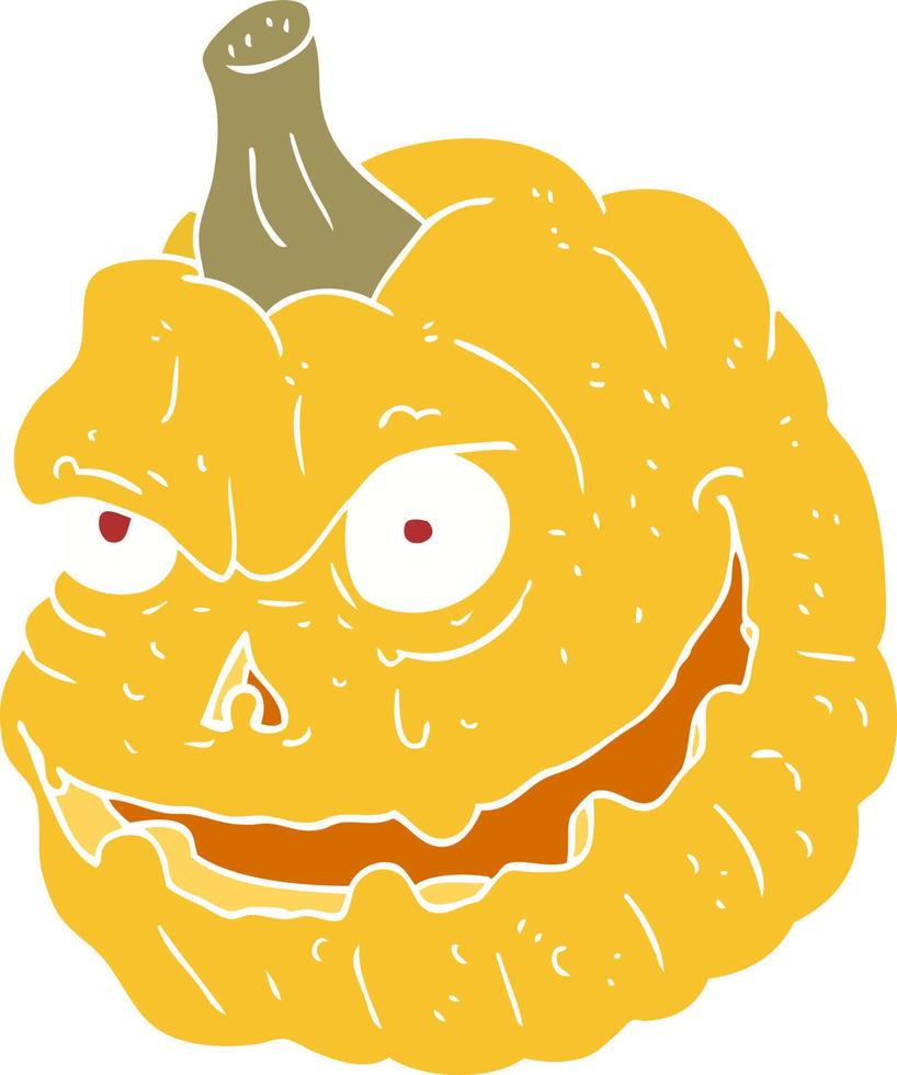 flat color illustration of a cartoon spooky pumpkin vector