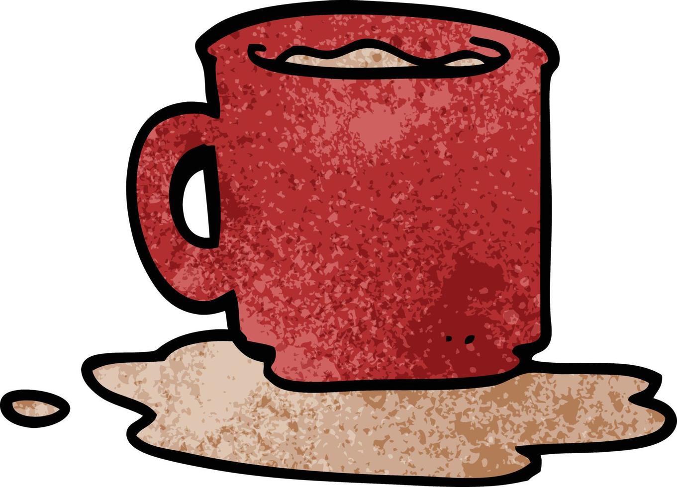 cartoon doodle of spilt mug of tea vector