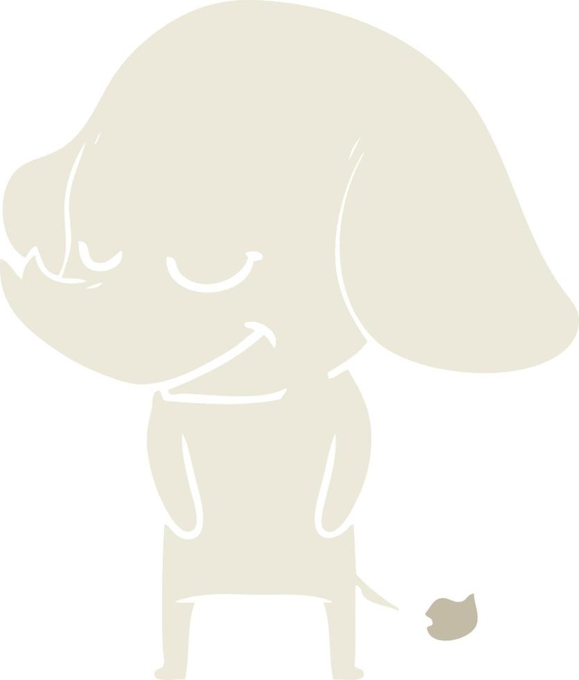elefante sonriente de dibujos animados de estilo de color plano vector