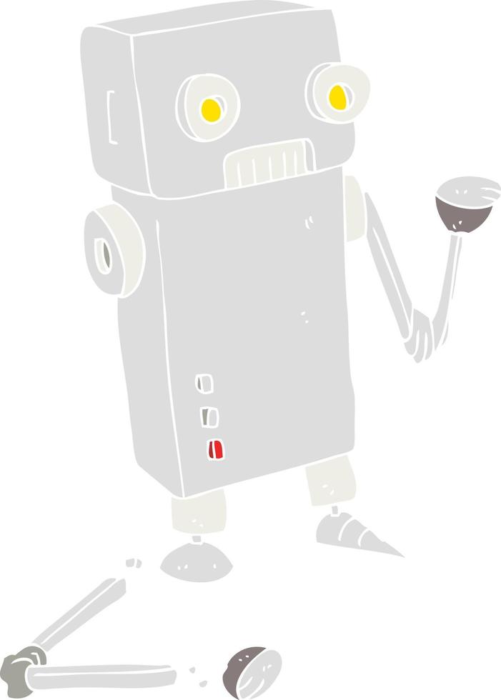 flat color illustration of a cartoon broken robot vector