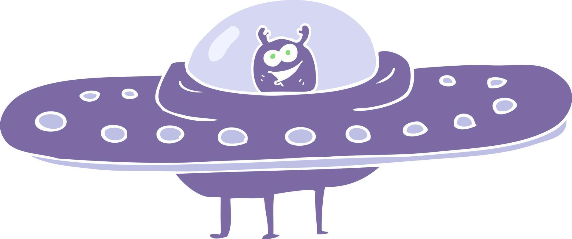 flat color illustration of a cartoon flying saucer vector
