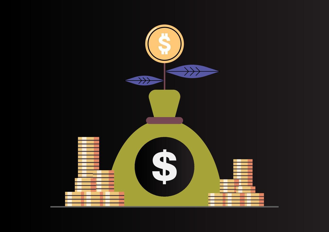Money saving and investing, portfolio, planning invest strategy, savings budget, financial management concept flat vector illlustration.