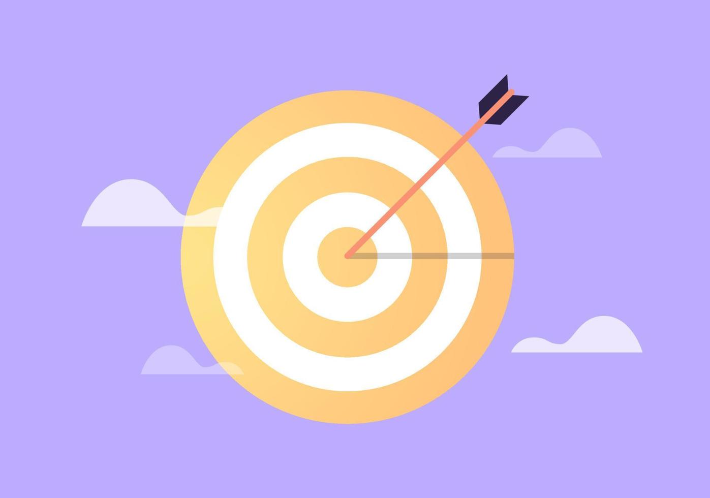 Dartboard arrow and business success achievement concept flat vector illustration.