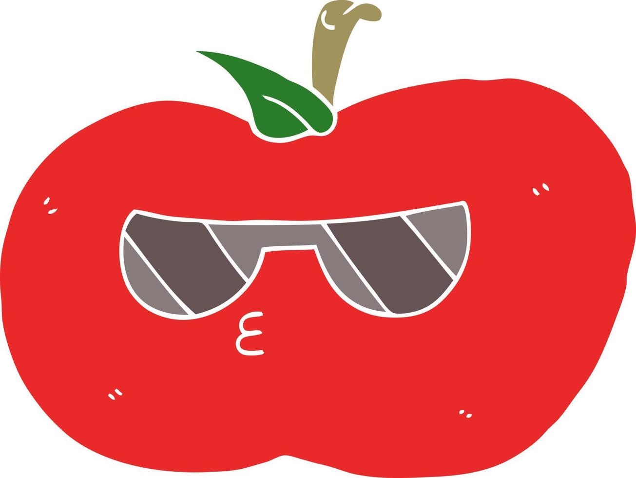flat color style cartoon cool apple vector