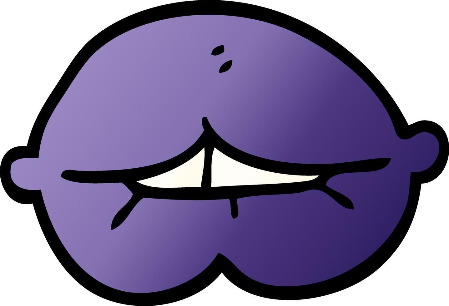 cartoon doodle purple lips vector