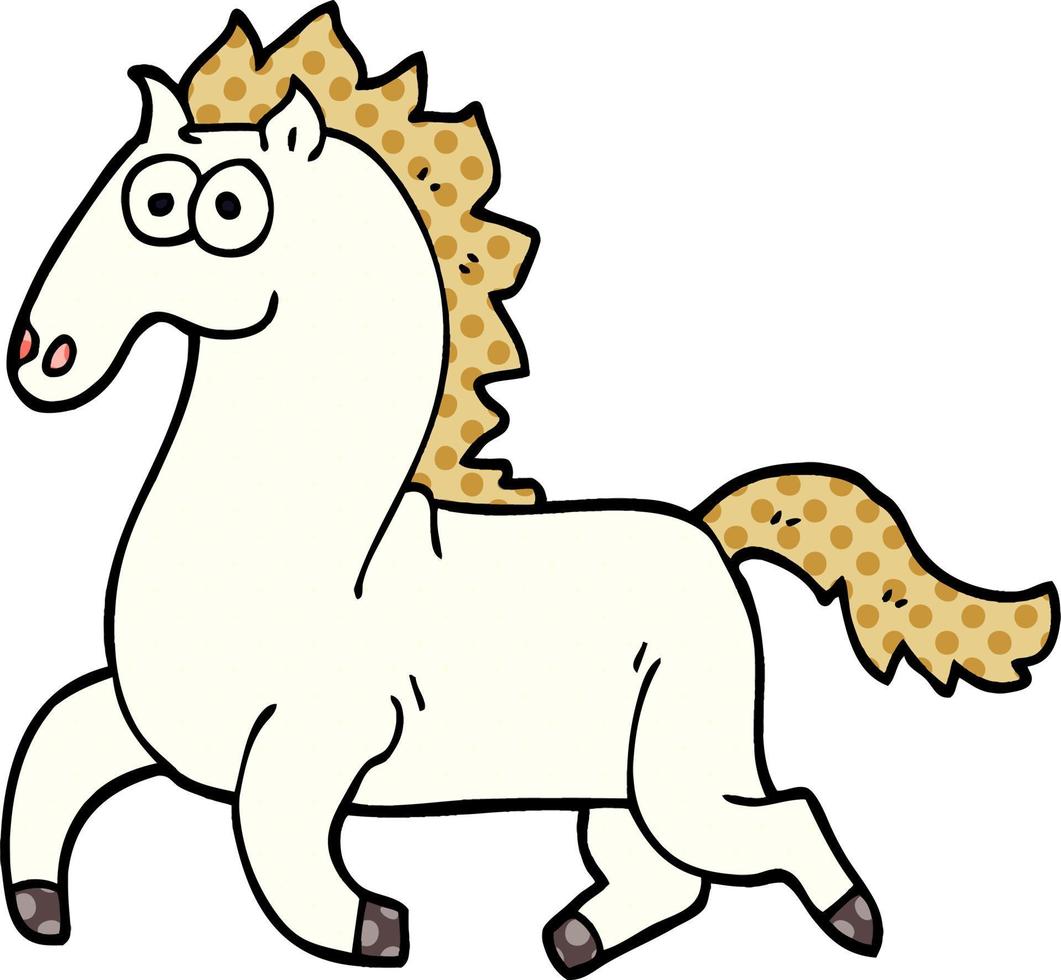 cartoon doodle running horse vector