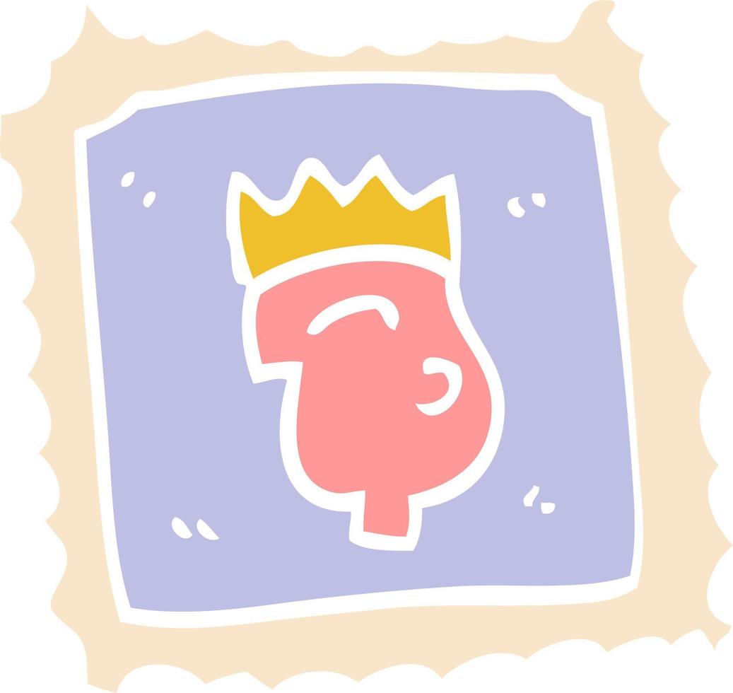 cartoon doodle stamp with royal face vector