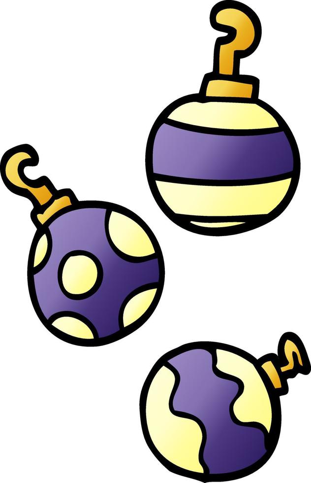 cartoon doodle xmas baubles vector
