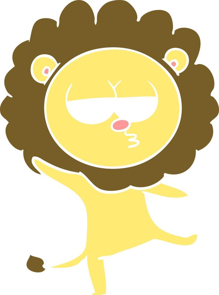 flat color style cartoon dancing lion vector