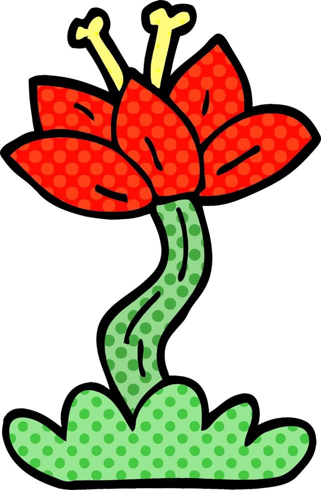 cartoon doodle red lilly vector