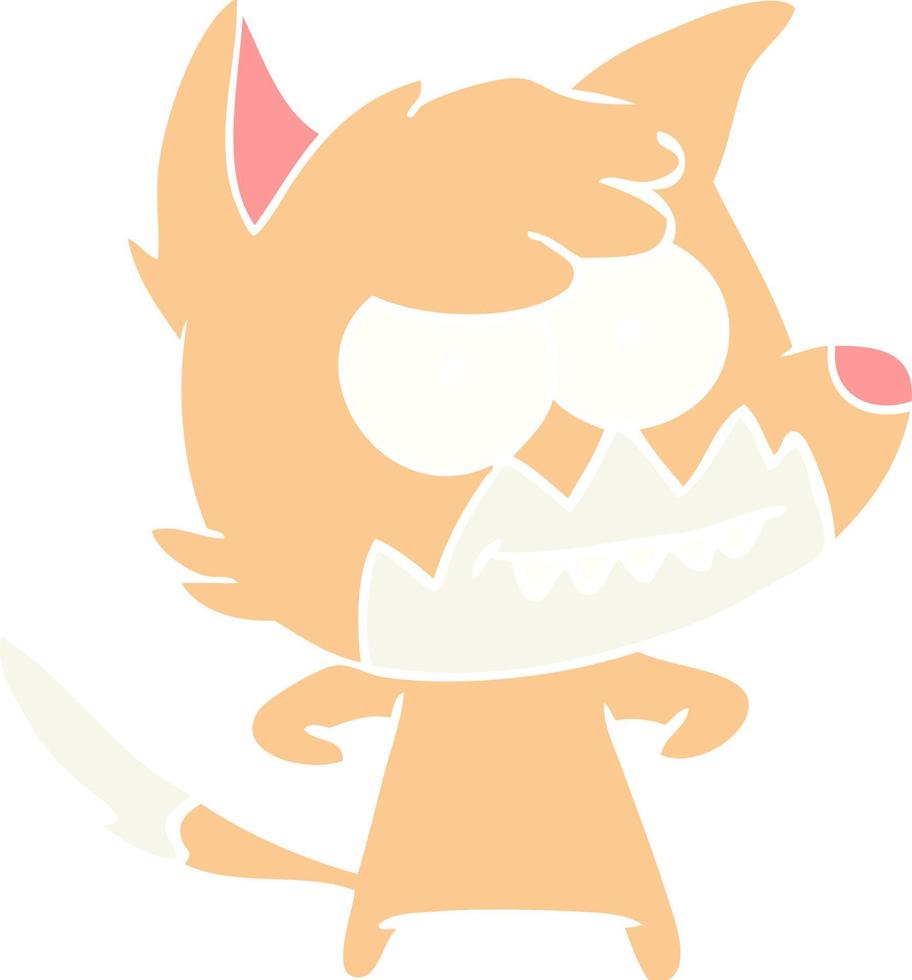 flat color style cartoon grinning fox vector