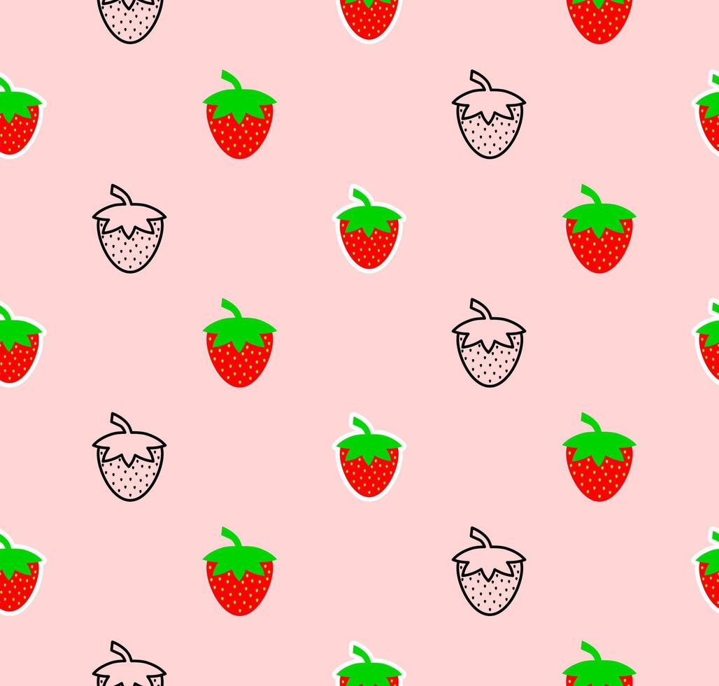 Strawberry seamless pattern with line and various strawberry style design. Texture for fabric, wrapping, wallpaper or decorative print vector