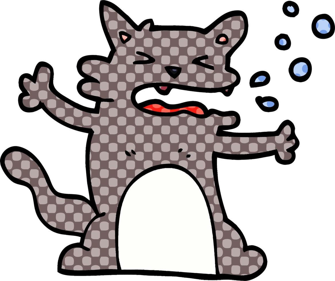 cartoon doodle hiccuping cat vector