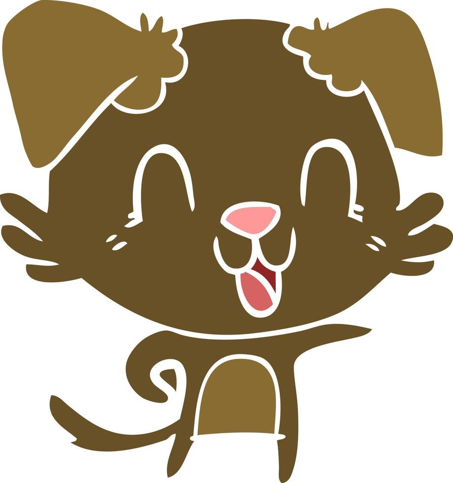 laughing flat color style cartoon dog vector